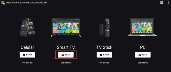 Página de download do YouCine